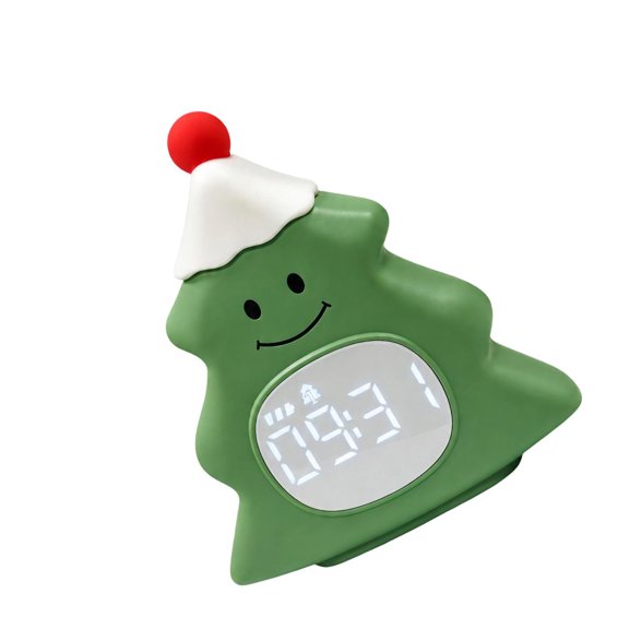 Bedside Clock Night Light with Built-In Alarm, Soft Diffused Lighting, Timed Shutoff, and Seasonal Tree-Shaped Design for Nightstand Use