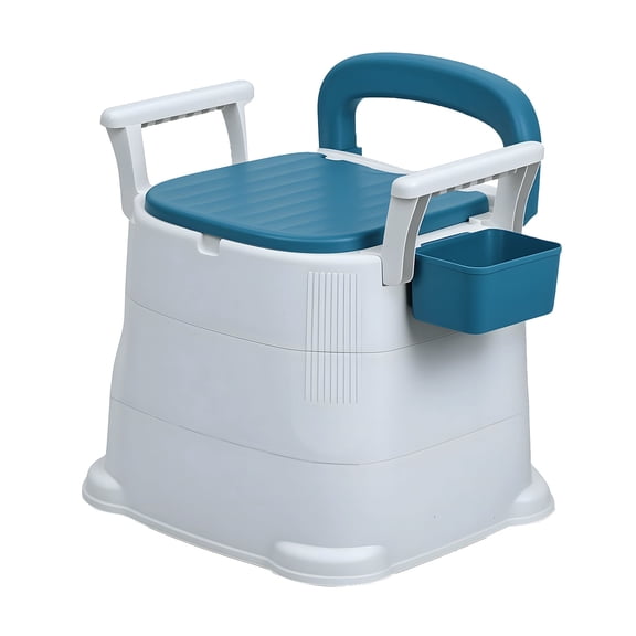 Bedside Commode Chair with Detachable Armrests, Portable Toilet for Adults & Elderly, 150kg Capacity, Anti-Slip Feet, Odor-Proof Lid (Includes Bucket & Tissue Holder)