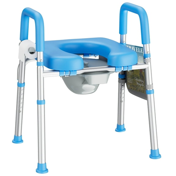 KEKOY Bedside Commode for Seniors, Commode Chair with Arms and Padded Seat , FSA HSA Eligible 400lb Easy Assembly Toilet Chair , Adjustable Raised Toilet Seat with Handles