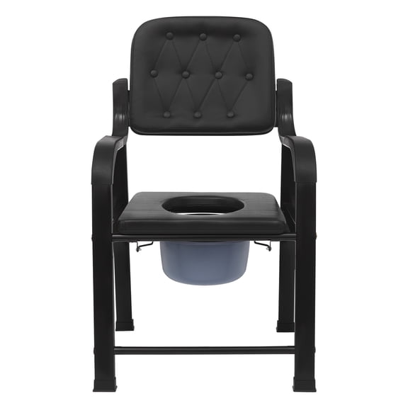 Bedside Commode Chair for Elderly, 3 in 1 Height Adjustable Shower & Toilet Chair with Arms & Back, Removable Bucket Raised Toilet Seat, Max Load 551 Lbs