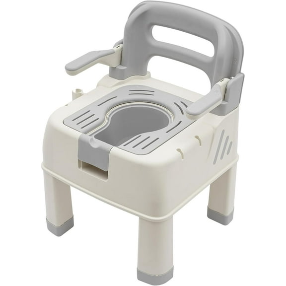 Bedside Commode Chair, Portable Toilets Seat for Home Use Shower Chair with Detachable Commode & Adjustable Arm for Seniors Elderly and Disabled Grey