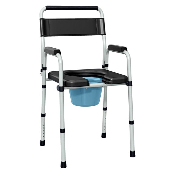 Bedside Commode Chair for Seniors - Raised Toilet Seat with Arms, Adjustable Height, 331 lbs Capacity, Portable Folding Commode for Adults & Handicap