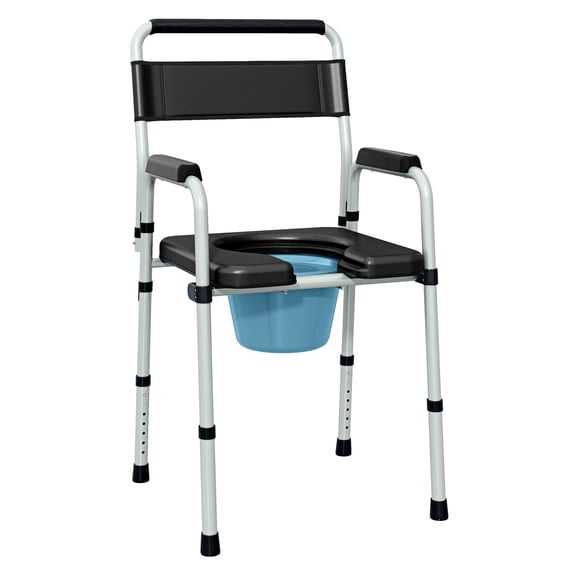 Bedside Commode Chair for Seniors, Raised Toilet Seat with Arms, Adjustable Height, Handicap Toilet, 331 lbs Capacity, Foldable