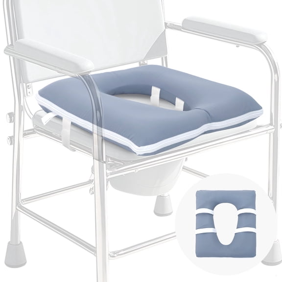 RoamReady Inflatable Bedside Commode Seat Cushion, Pressure Relief for Seniors Bedridden Disabled, Removable Cover Blue