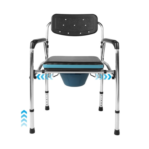 Bedside Commode Extra Wide Seat, Heavy Duty Toilet Seat Riser, 3 in 1 Width and Height Adjustable Commode Chair, Portable Toilet for Adults, Shower Potty Chair for Elderly Disabled Seniors
