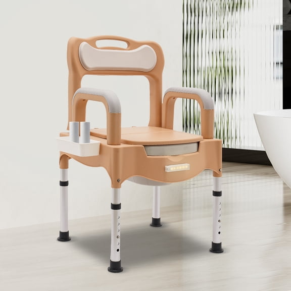 Bedside Commode, Height Adjustable Portable Toilet Chair, 551Lbs Heavy Duty Adult Senior Bath Seat with Armrests and Tissue Holder, Bedside Commodes Chair