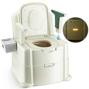 Bedside Commode, Portable Toilet for Adults, Commode Chair for Toilet with Arms, Height Adjustable, 2 Toilets and Induction Night Light, Potty Chair for Elderly and Disabled