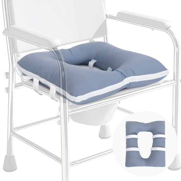 RoamReady Bedside Commode Seat Cushion, Padded for Seniors, Machine Washable with Removable Cover, 17"x14", Light Blue