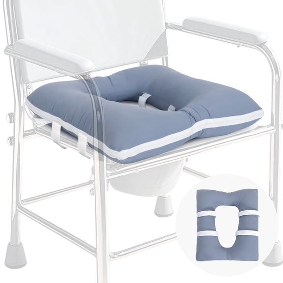 RoamReady Commode Seat Cushion, Padded Polyester Cover, 17 x 14 in, Light Blue, 1 Count