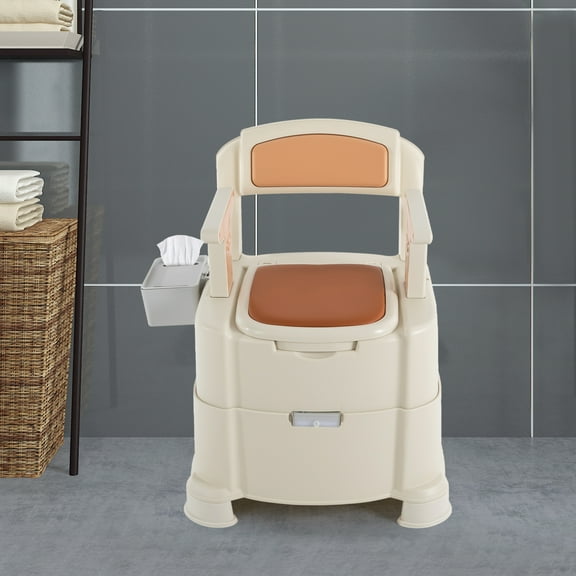 Bedside Commode with Sensory Light Design Portable Toilet 18.82in Height 440.92lbs Toilet with Sensor Night Light for Pregnant Women Patients the Elderly People 23.86*23.86*30.83in