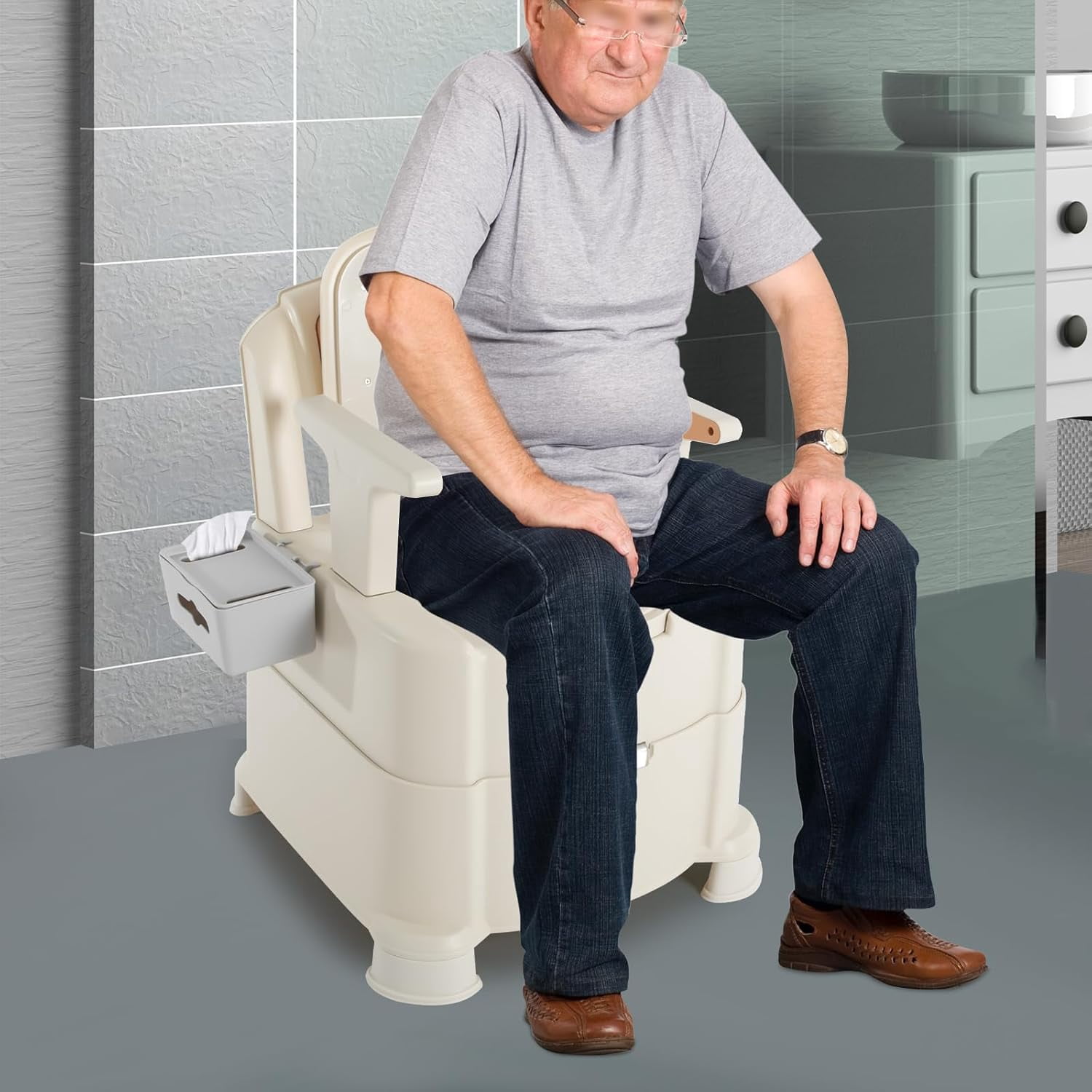 Bedside Commodes Chair, 440.92Lbs Capacity Bedside Toilet Portable ...