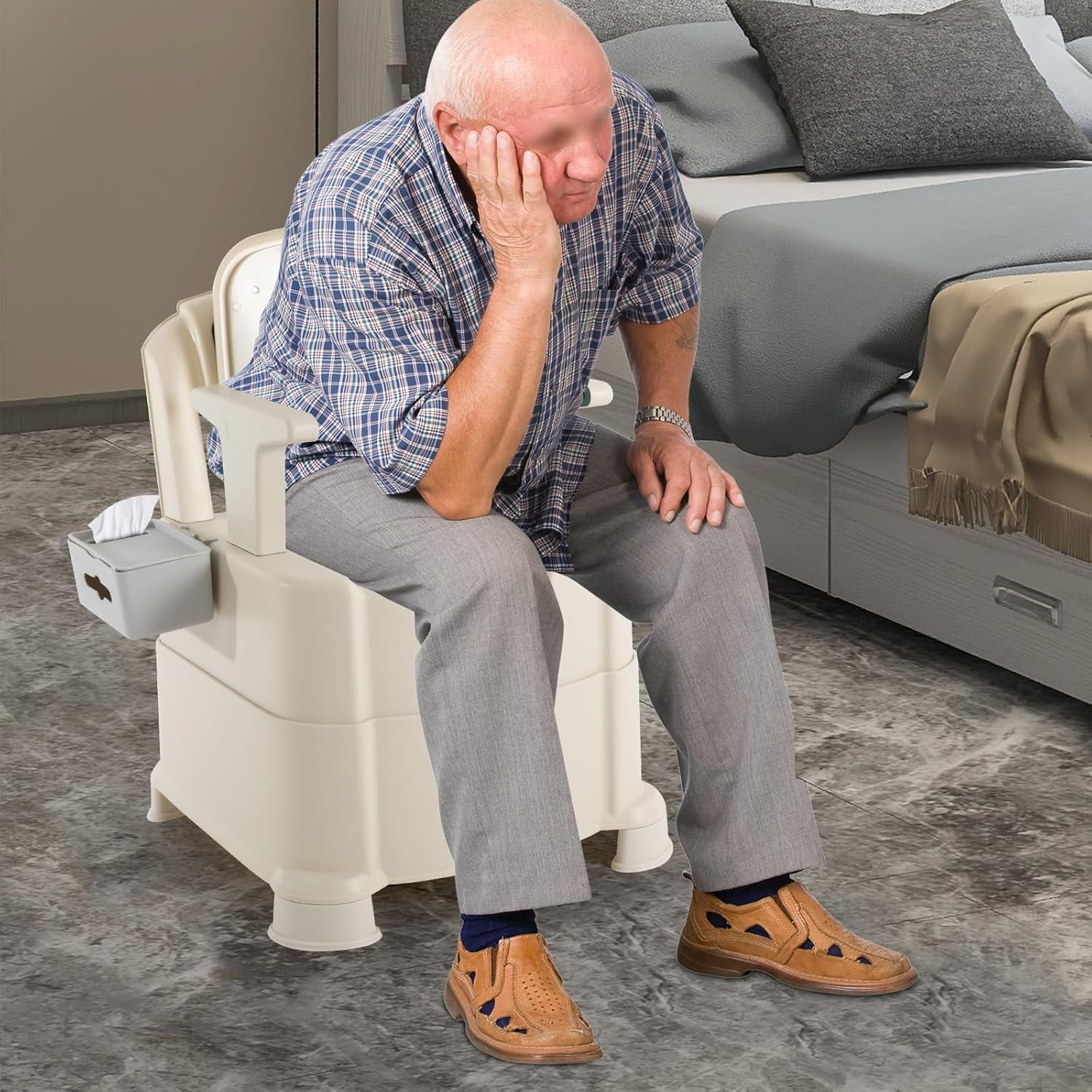 Bedside Commodes Chair, 440.92Lbs Capacity Bedside Toilet Portable ...
