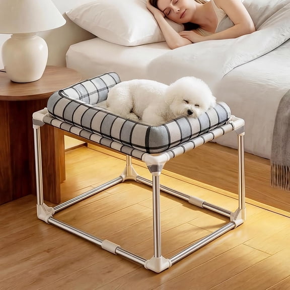 Bedside Cosleeper Bed - Height Elevated Bed with Bloster Extension Attached to Human Bed Window Perch Bedside Lounge Elevated Bed with Pillow (26 x 20 x 20 Inch)