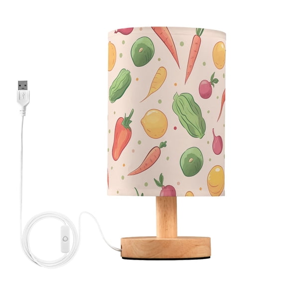 Bedside Desk Lamp LED Bulb Night Light USB Power Fabric Lampshade Table Lamps Carrot Beet Onion