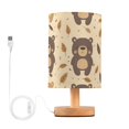 Bedside Desk Lamp LED Bulb Night Light USB Power Fabric Lampshade Table