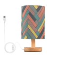 Bedside Desk Lamp LED Bulb Night Light USB Power Fabric Lampshade Table