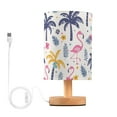 thumbnail image 1 of Bedside Desk Lamp LED Bulb Night Light USB Power Fabric Lampshade Table Lamps Cute Flamingo Flower Tree, 1 of 7
