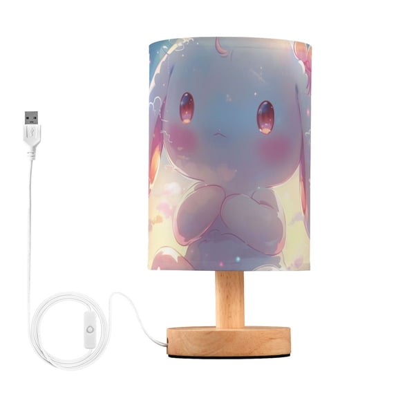 Bedside Desk Lamp LED Bulb Night Light USB Power Fabric Lampshade Table Lamps Lovely Long Ear Dog