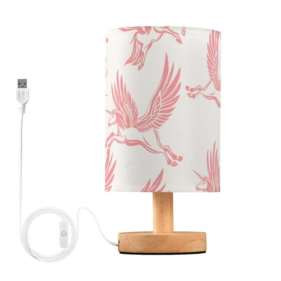 Bedside Desk Lamp LED Bulb Night Light USB Power Fabric Lampshade Table Lamps Pegasus Unicorn Fly