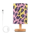 thumbnail image 1 of Bedside Desk Lamp LED Bulb Night Light USB Power Fabric Lampshade Table Lamps Yellow Purple Leopard, 1 of 7