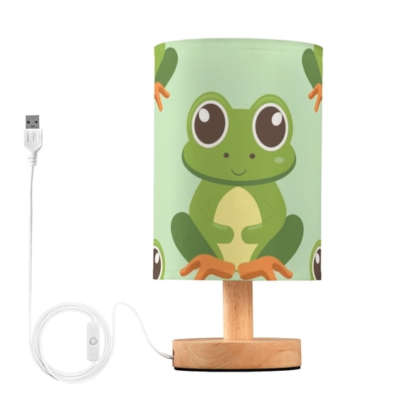 Bedside Desk Lamp LED Lovely Frogs Table Nightstand Lamps Warm Light Fabric Lampshade for Home Bedroom Office Living Room Decor