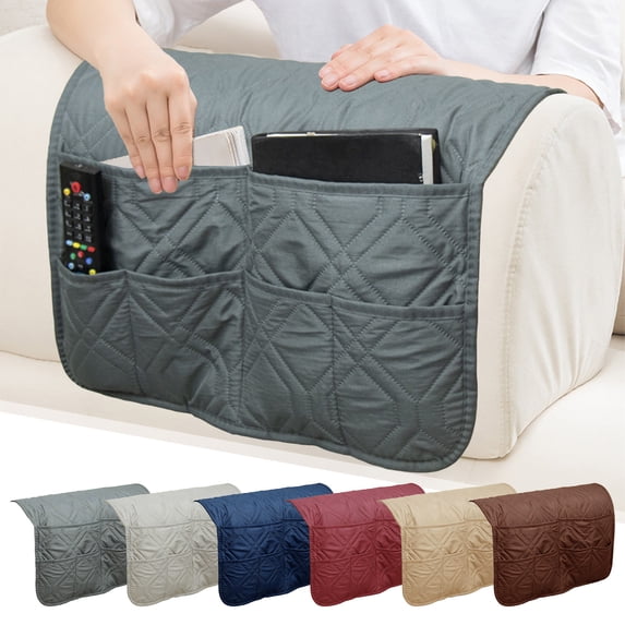 Bedside Hanging Organizer Caddy with Pockets, Polyester Sofa Armrest Storage Bag for Remotes, Phone, Books, and Reading Essentials