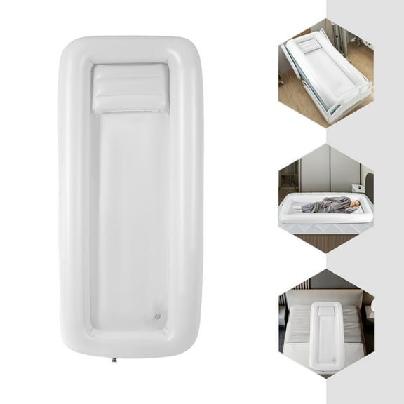 Bedside Inflatable PVC Bathtub Set, Quick Inflation Foldable Shower Tub with Electric Pump Water Bag for Elderly Disabled In-bed Bathing