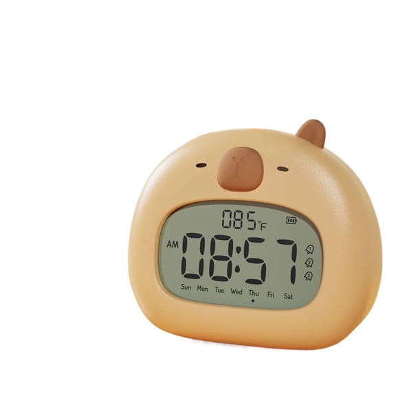 Bedside LED Clock Kids Alarm Clock Children's Sleep Trainier Temperature Display With Rechargeable Control Digital Cute Capybara