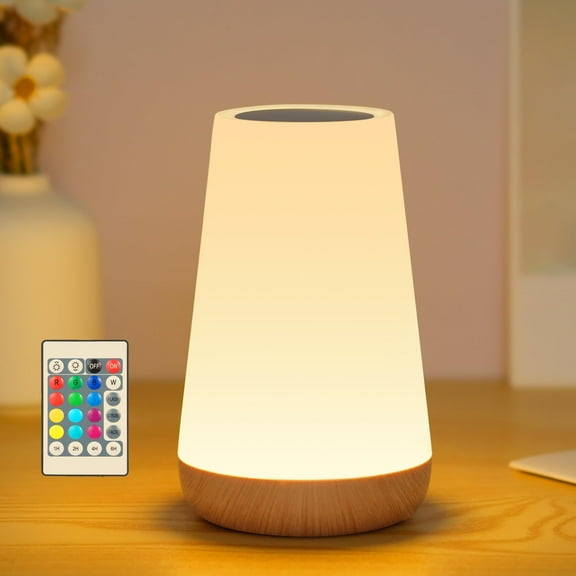 Bedside Lamp Touch Dimmable with Remote Control, LED Table Lamp Wireless with 13 Colours and 4 Modes for Bedroom