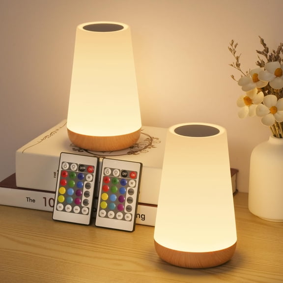 Bedside Lamp Touch Dimmable with Remote Control, LED Table Lamp Wireless with 13 Colours and 4 Modes for Bedroom