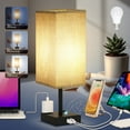 thumbnail image 1 of Bedside Lamp with USB Ports - Touch Control Table Lamp for Bedroom with USB C+A Charging Ports & AC Outlets, 3 Way Dimmable Nightstand Light for Living Room (LED Bulb Included）, 1 of 9