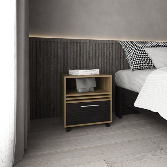 Bedside Nightstand with Wheels / Fits Modern Décor / CARB II and TSCA VI Compliant