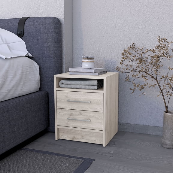 Bedside Nightstands, Philadelphia Nightstand, Two Drawers, Concealed Shelf, Light Gray Wooden Nightstands,Particle Board Nightstands With Storage, Furniture Bedroom Furniture Nightstands