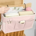 thumbnail image 1 of Bedside Organizer with Hanging Storage Bag and Fabric Basket, Large Capacity Multi-Pocket Dorm Organizer for Bunk Beds, Upper Bunk Rail Caddy, Space Saving College Essentials, 1 of 6