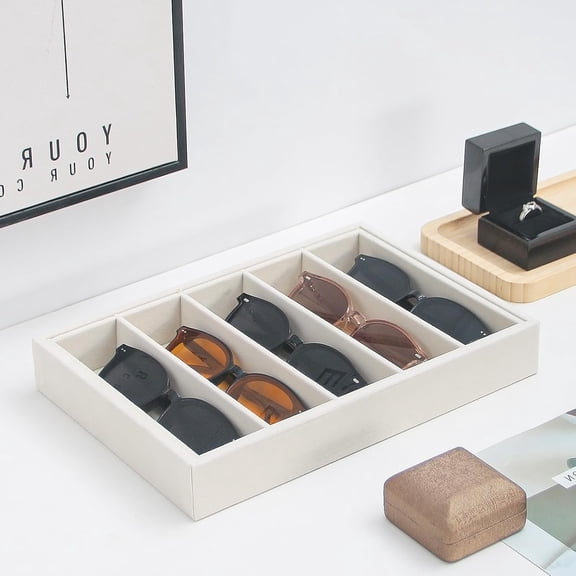 Bedside Organizer - Multi-use Holder for Desk Drawer, Nightstand, Desktop - Catchall Tray for Jewelry, Sunglasses, Phone, Watch, Perfume, Lipstick (Beige)