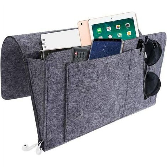 Bedside Organizer Sofa Armrest Organizer Remote Control Storage Sofa Empty Pocket Bed Pocket Bedside Storage Bag Bedside Hanging Cover Office Storage, Dark Gray