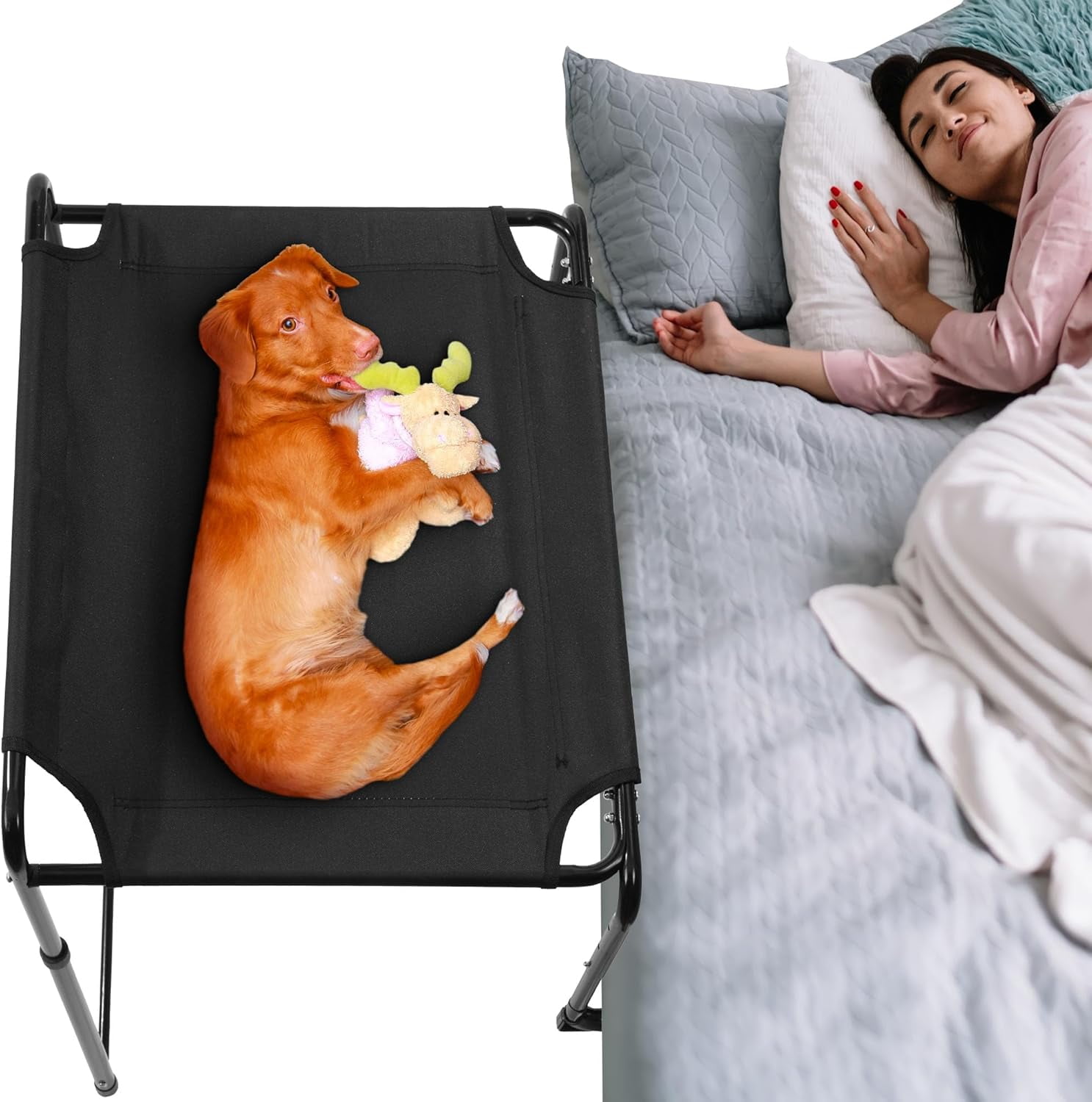 Bedside Pet Bed Pet Cosleeper, Adjustable Height Raised Dog Bed Co