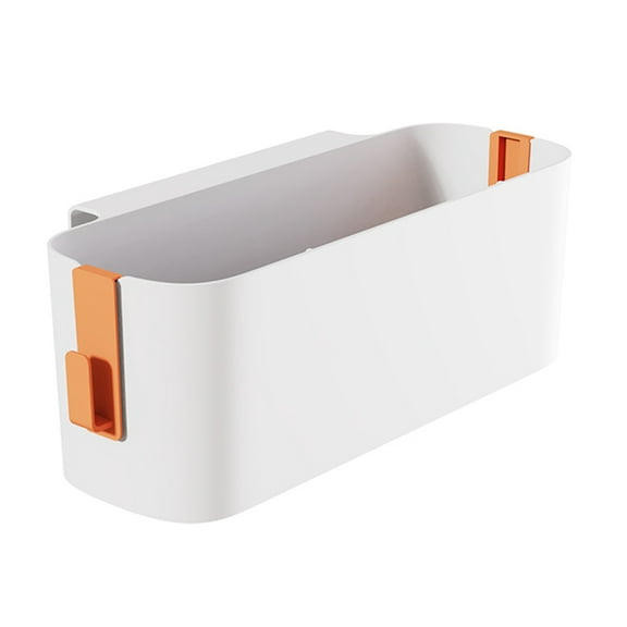 Bedside Plastic Storage Caddy with Hooks Hanging Basket Dorm Room Organizer Box
