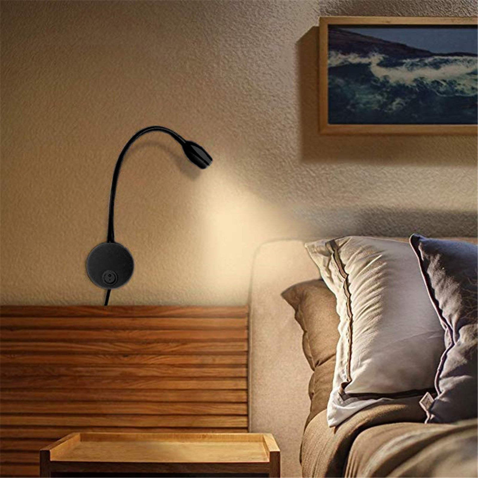 Reading Light for Bed Headboard, Bed Reading Lamp, Bedside Reading Light,  Wall Mounted Reading Light, Headboard Lamp, DC 5V-240V 3W LED Touch