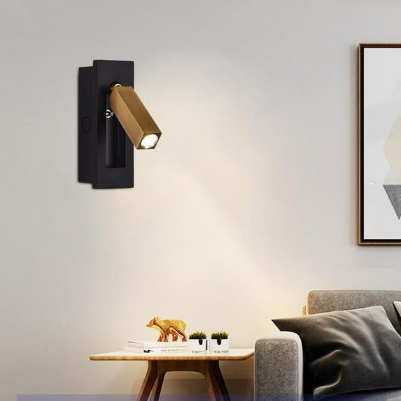 Bedside Reading Wall Lamp Fixture Mounted LED Adjustable Rotatable Wall Sconce , Blk