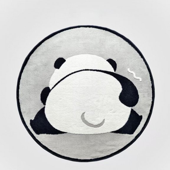 Bedside Round Rug for Bedroom with Cartoon Design for Decor