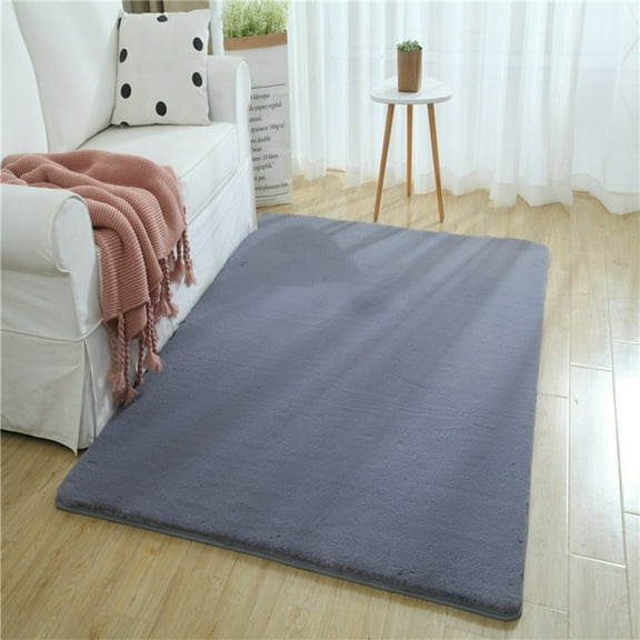 Bedside Rug, Thickened Plush Washable Floor Mat for Bedroom Living Room, Non-Slip Soft Carpet with Super Soft Microfiber, 15.7 x 23.6 Inch