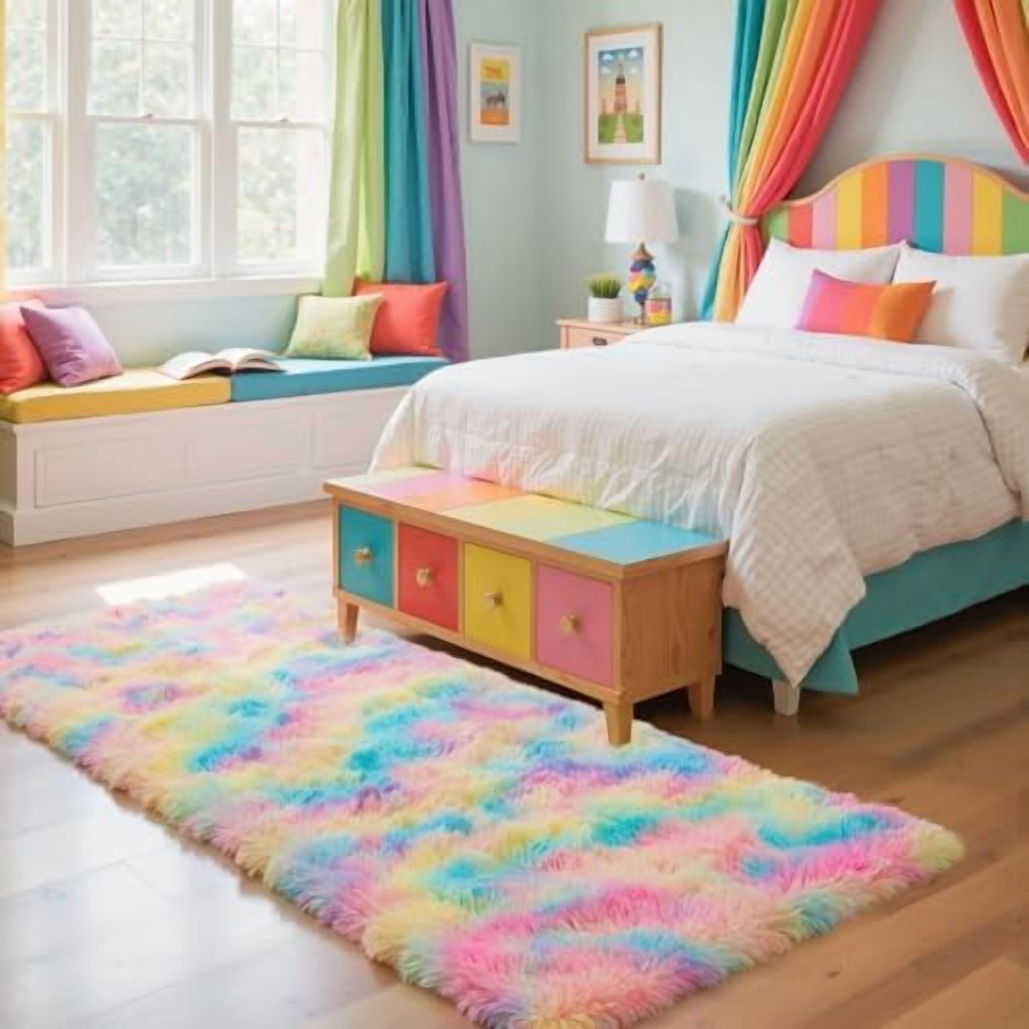 Cute Bedside Rugs Bedside Rugs for Girls Room 2x6 Runner Rugs for Hallway Bedroom Non ...