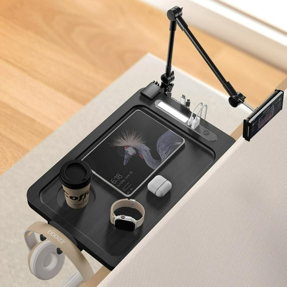 Bedside Shelf for Bunk Bed - Dorm Bed Shelf with Cup Holder, Night Light Socket, and Hook Versatile Bed Shelf for Dorm Room Essentials, Loft Nightstand, and Dorm Bed Storage Solution