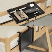 ROGE Bedside Shelf Foldable, Clip-on Bed Side Table for Top Bunk Heavy Duty, College Dorm Room Essentials, Loft Nightstand Organizer Tray Black