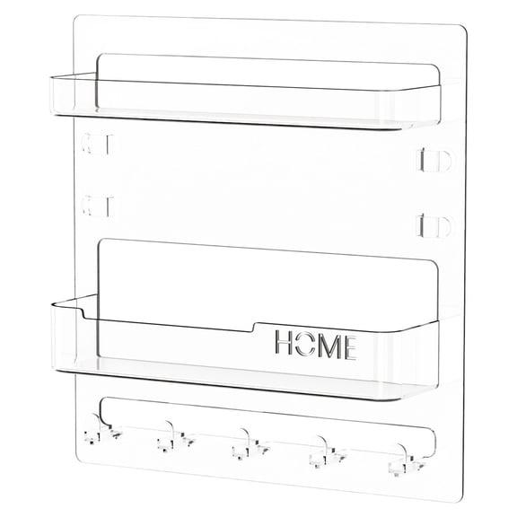 Bedside Shelf Wall Mount Floating Shelves Adhesive Bedside Shelf Accessories Organizer with Hooks And Cable Clips Plastic Bedroom Storage Tools by Kitecy