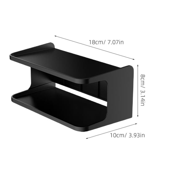 Amosfun Hanging Bathroom Organizer Shelf Black 1Set 7X4X3In