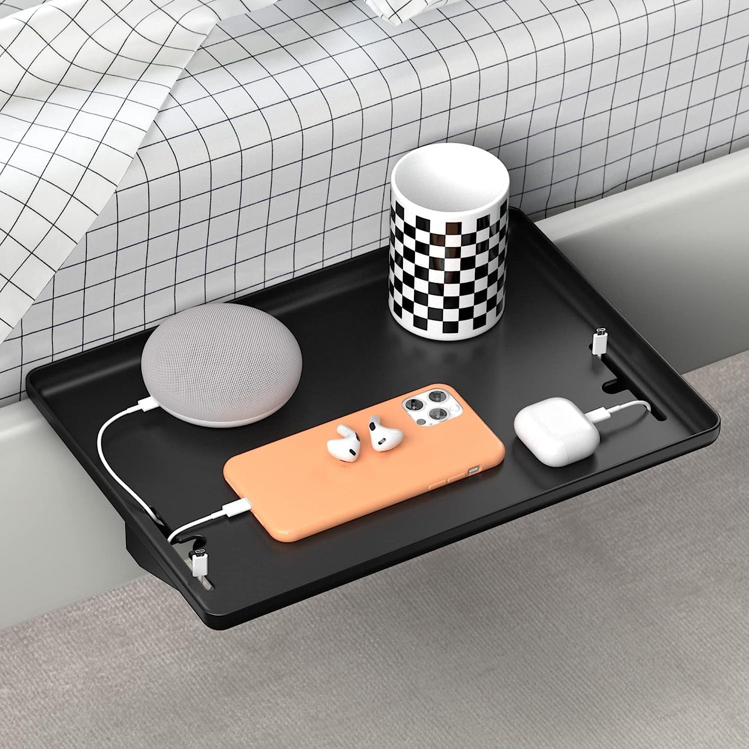 Bedside Shelf for Bed & Top Bunk, Bedside Table Organizer, College Dorm