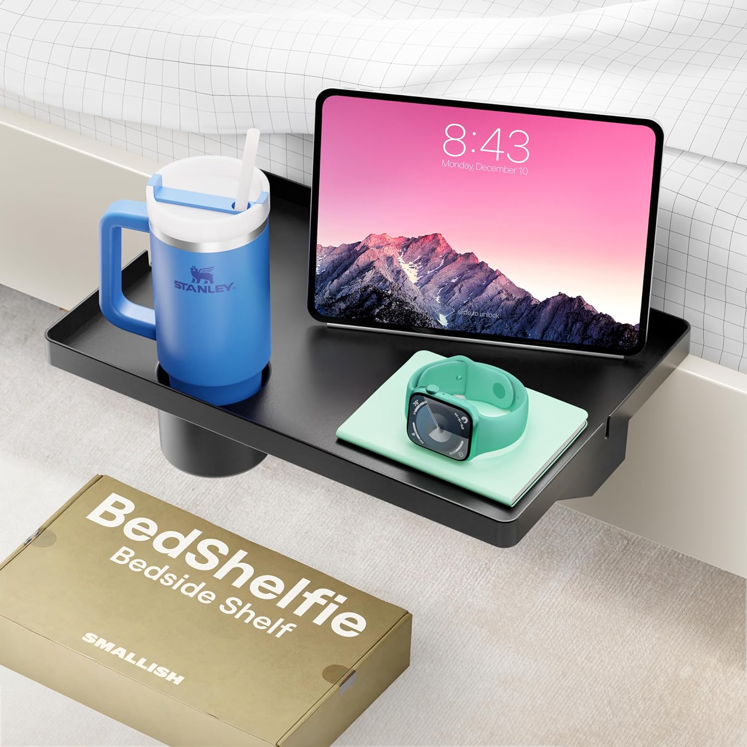 Bedside Shelf for Bunk Bed & Top Bunk, College Dorm Room Essentials