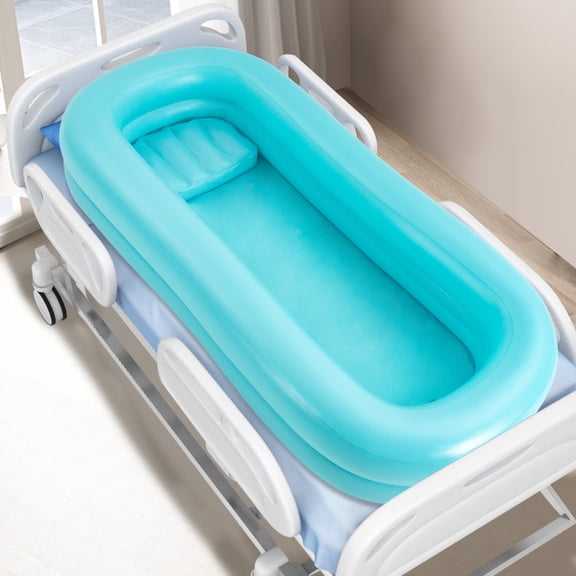 150W Blue Bedside Shower Bathtub Rectangle Medical Inflatable Bathtub Handicapped Aged Bedridden Patients